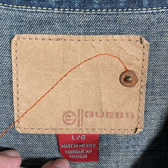 GUESS Denim Trucker Jean Jacket Men’s Sz Large Vintage - Picture 4 of 4